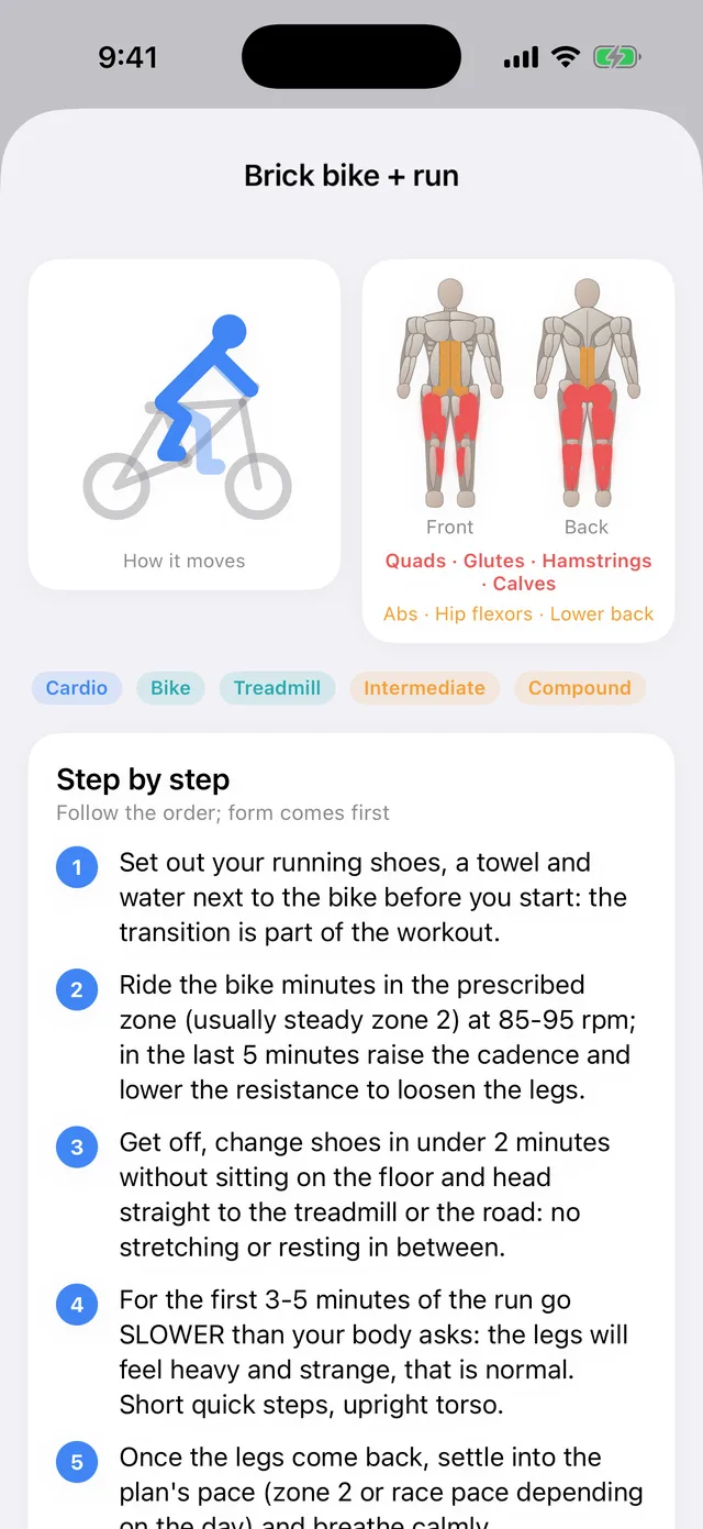 Brick bike and run workout